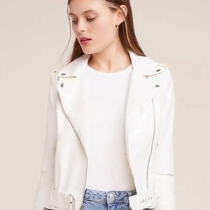 BB Dakota Women's White It's Electric Vinyl Moto Jacket White Size L